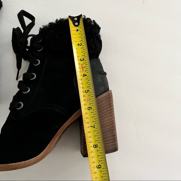Ugg “Jaxon” black suede Boots, shearling cuff, block heel -6.5 - Picture 9 of 10